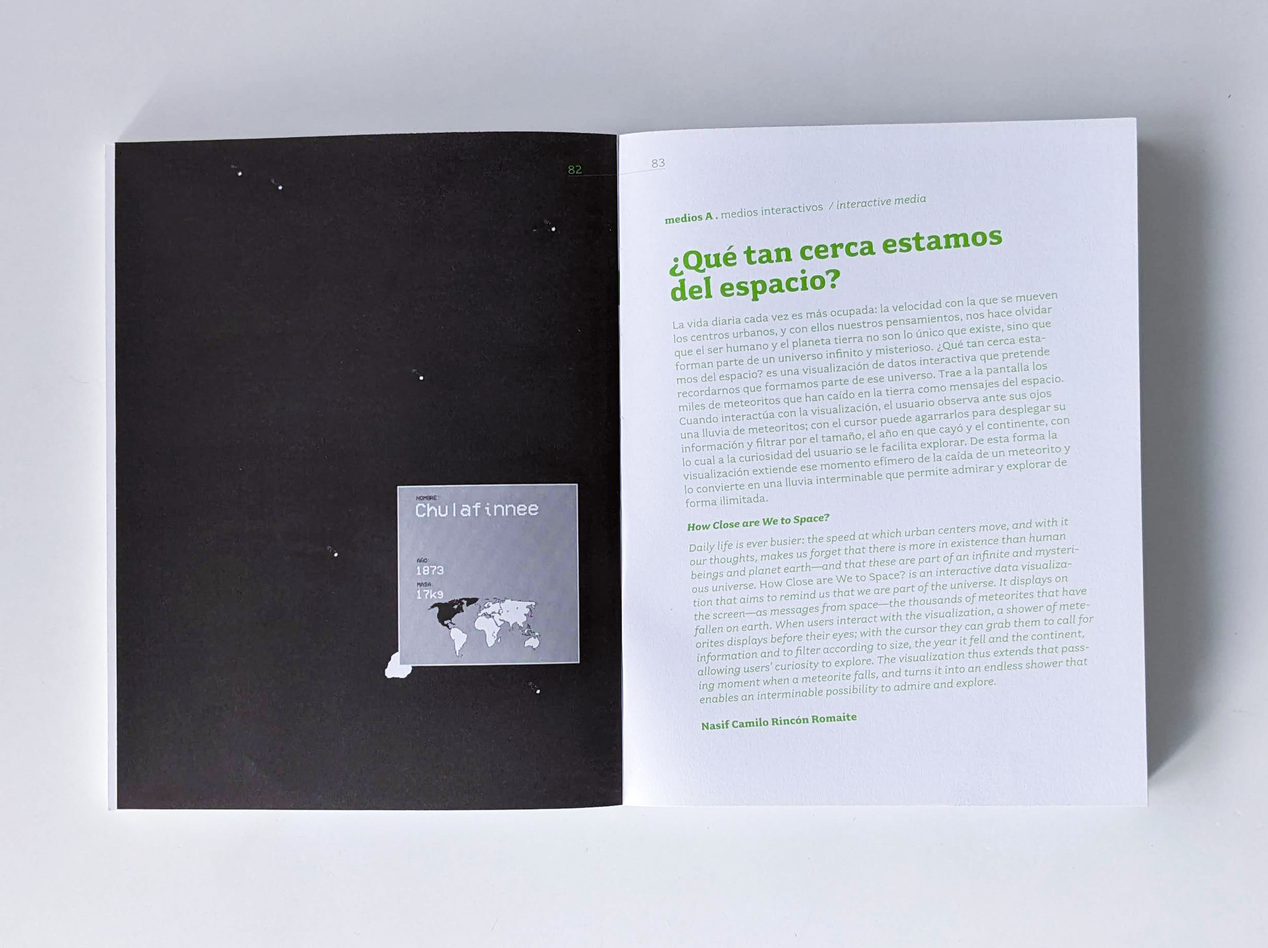 'How far is outer space?' on the 'Andando' exhibition book